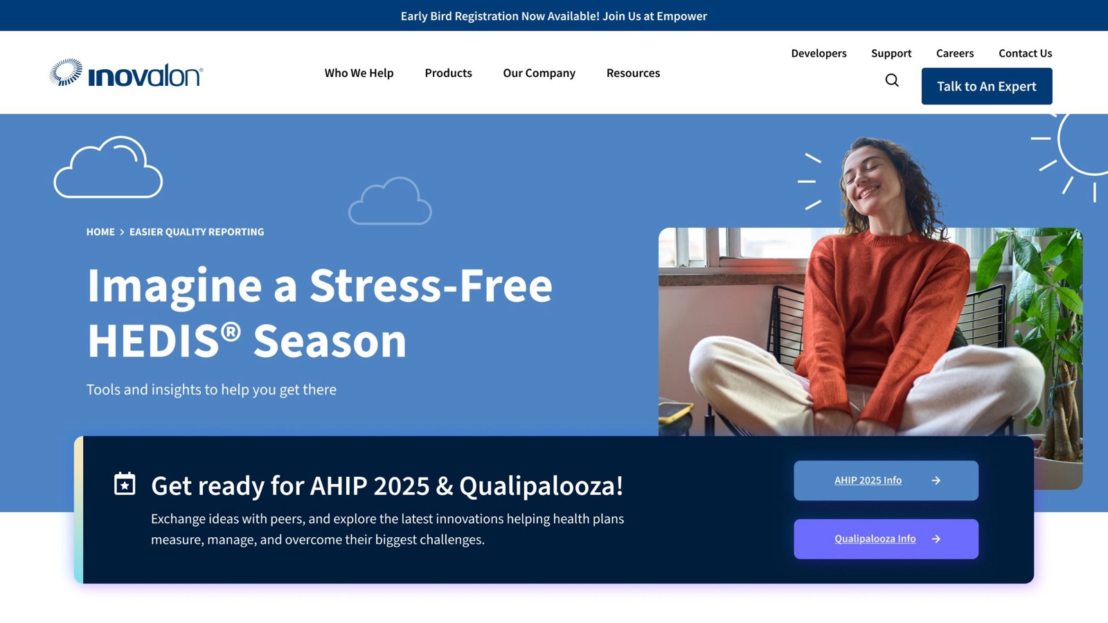 Inovalon HEDIS quality improvement landing page — top